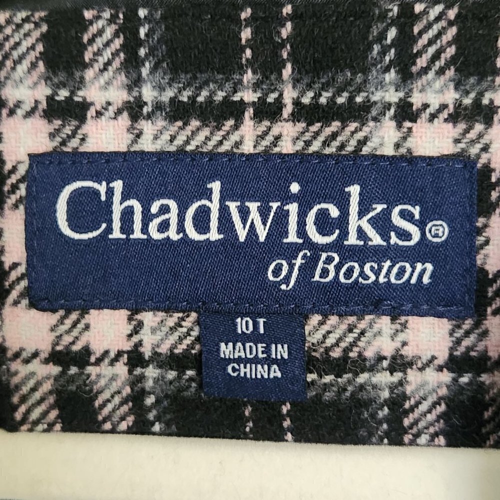 Chadwicks Of Boston Pink Black Plaid Wool Blend Dark Academia Blazer Size 10T - Picture 7 of 8